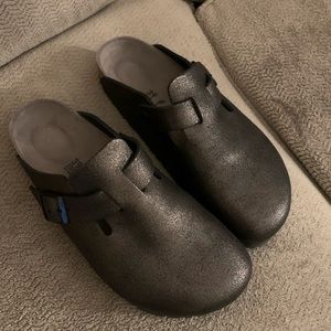 Birkenstock Boston Clogs Metallic Black Size 39